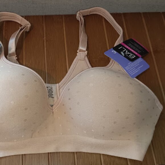 NWT BALI Beauty 36B Bra Nude Comfort Wirefree Side Back Smoothing Beige PolkaDot - Picture 10 of 10